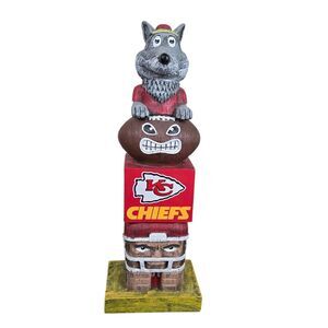 Kansas City Chiefs NFL Tiki Totem Pole Resin Football Man Cave 16"